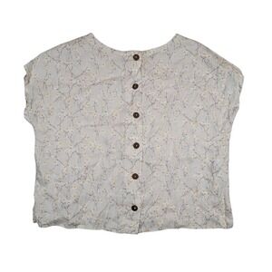 NWOT Cynthia Rowley Linen Sleeveless Button Top Women's Sz M Medium White Floral